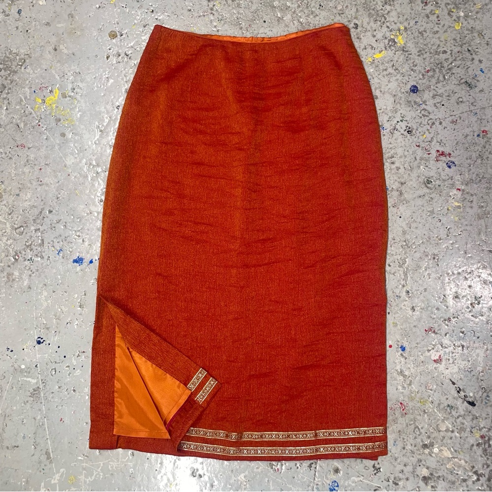 A.B.S. Evening Essentials Allen Schwartz Orange Red Y2K Skirt Iridescent